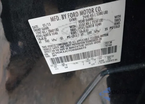 2013 Ford Edge Sel z USA, uszkodzony, nr VIN 2FMDK3JC7DBB68675